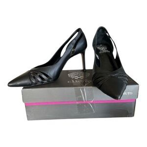 Vince Camuto Women's Black Heels Qiriana Pump detailed Croc Print Black 8.5